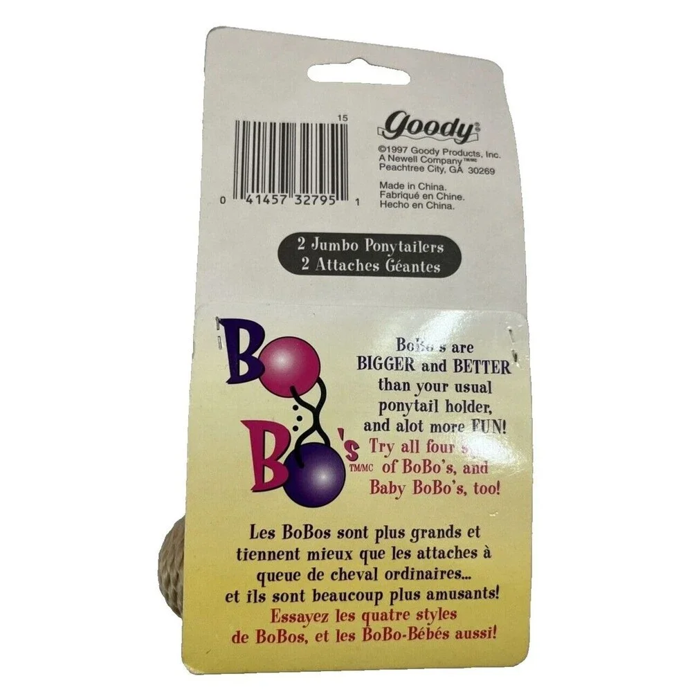 Vintage 90s Goody Bo Bo's Hair Tie Jumbo Ponytailers NOS Deadstock Blue / Beige